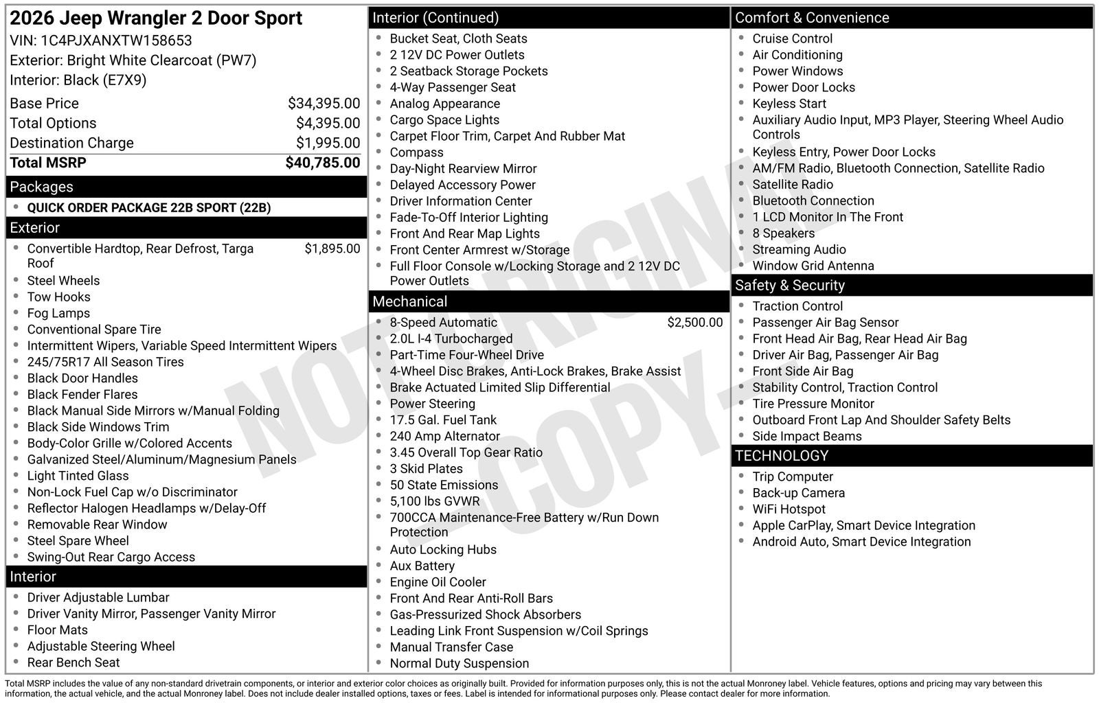 2026 Jeep Wrangler WRANGLER 2-DOOR SPORT