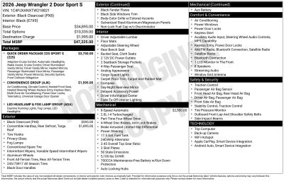 2026 Jeep Wrangler WRANGLER 2-DOOR SPORT S