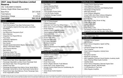 2027 Jeep Grand Cherokee GRAND CHEROKEE LIMITED 4X4
