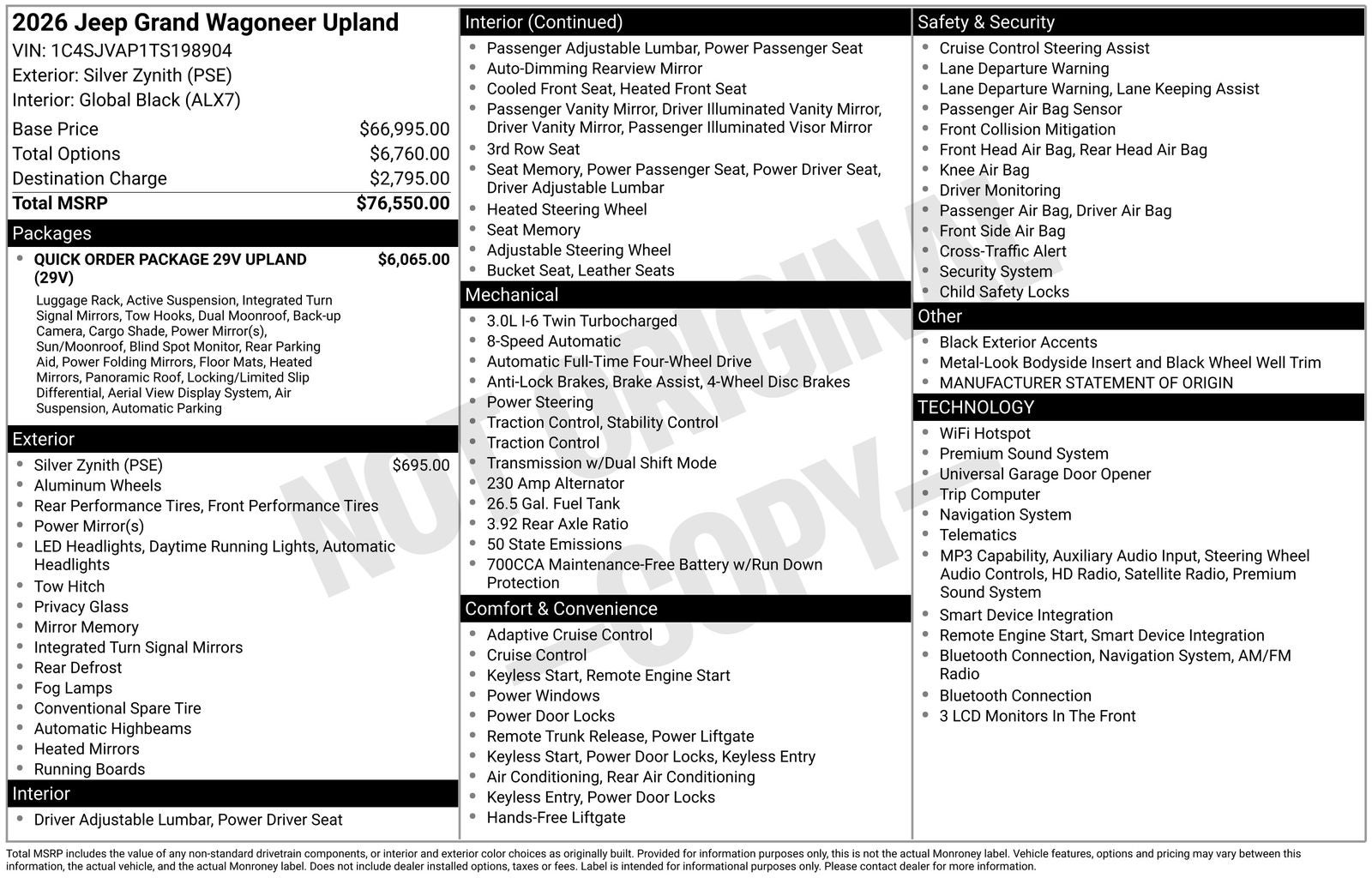 2026 Jeep Grand Wagoneer GRAND WAGONEER UPLAND 4X4