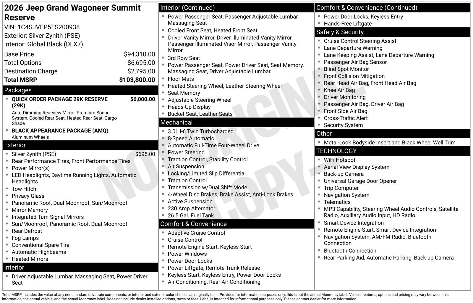2026 Jeep Grand Wagoneer GRAND WAGONEER SUMMIT RESERVE 4X4