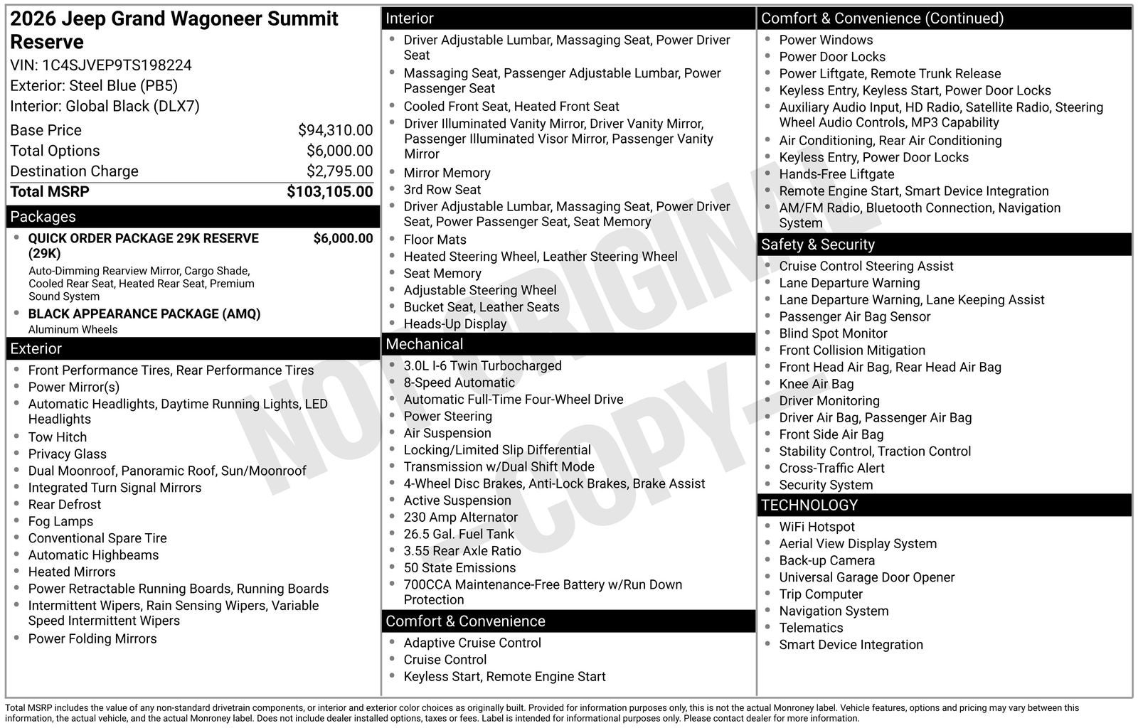 2026 Jeep Grand Wagoneer GRAND WAGONEER SUMMIT RESERVE 4X4