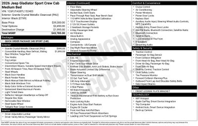 2026 Jeep Gladiator GLADIATOR SPORT 4X4