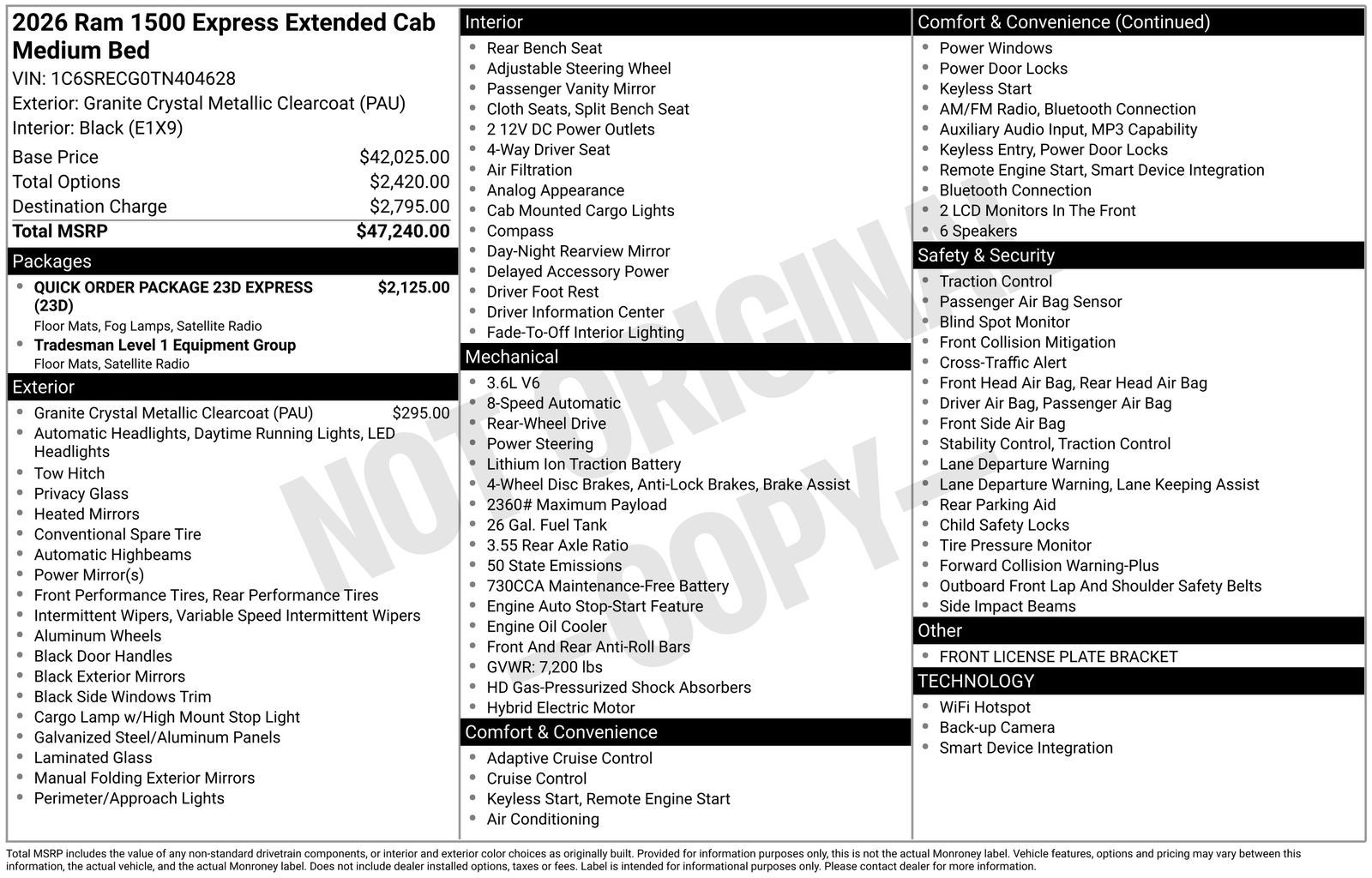 2026 RAM Ram 1500 RAM 1500 EXPRESS QUAD CAB 4X2 6'4' BOX