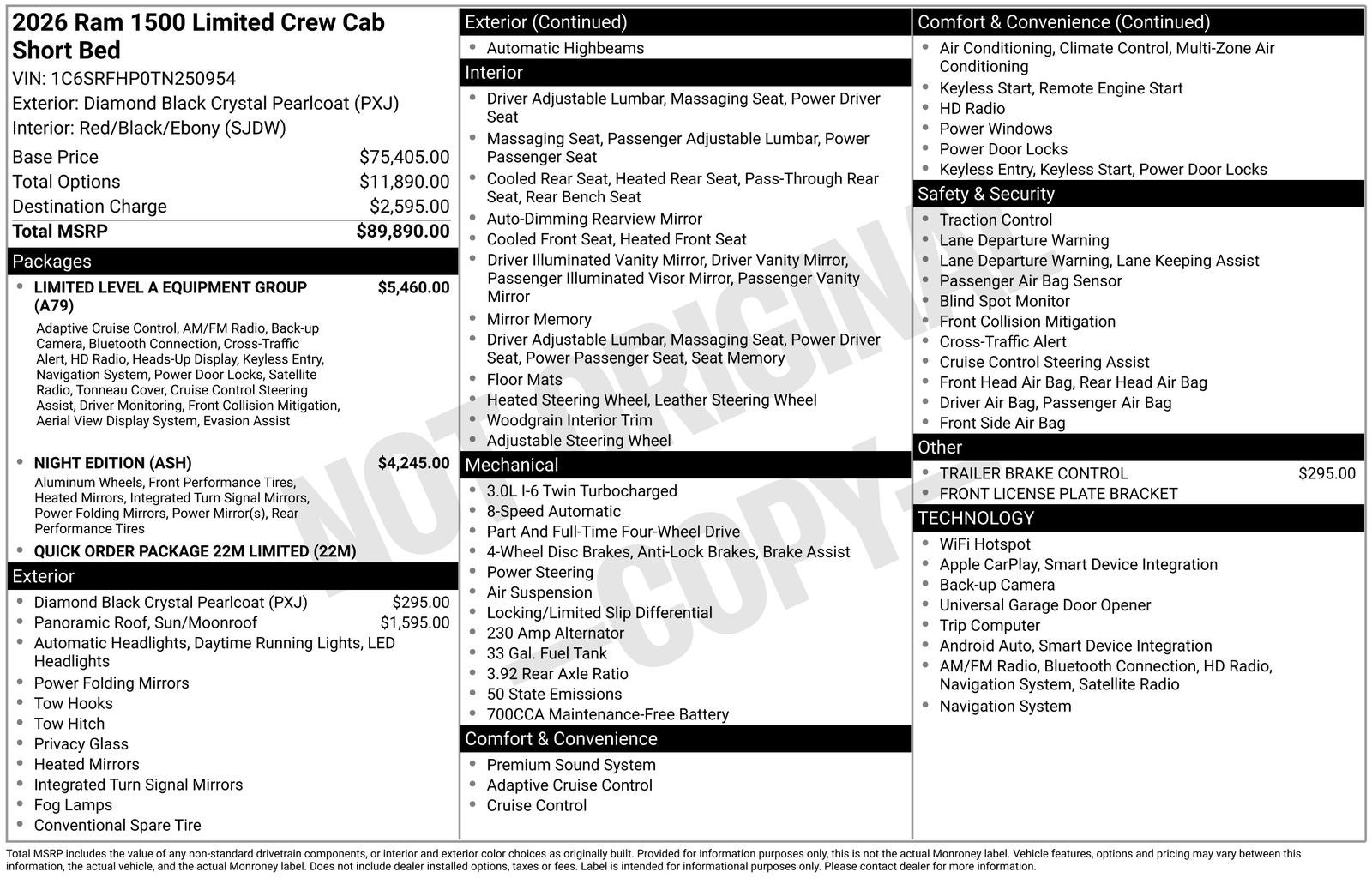 2026 RAM Ram 1500 RAM 1500 LIMITED CREW CAB 4X4 5'7' BOX