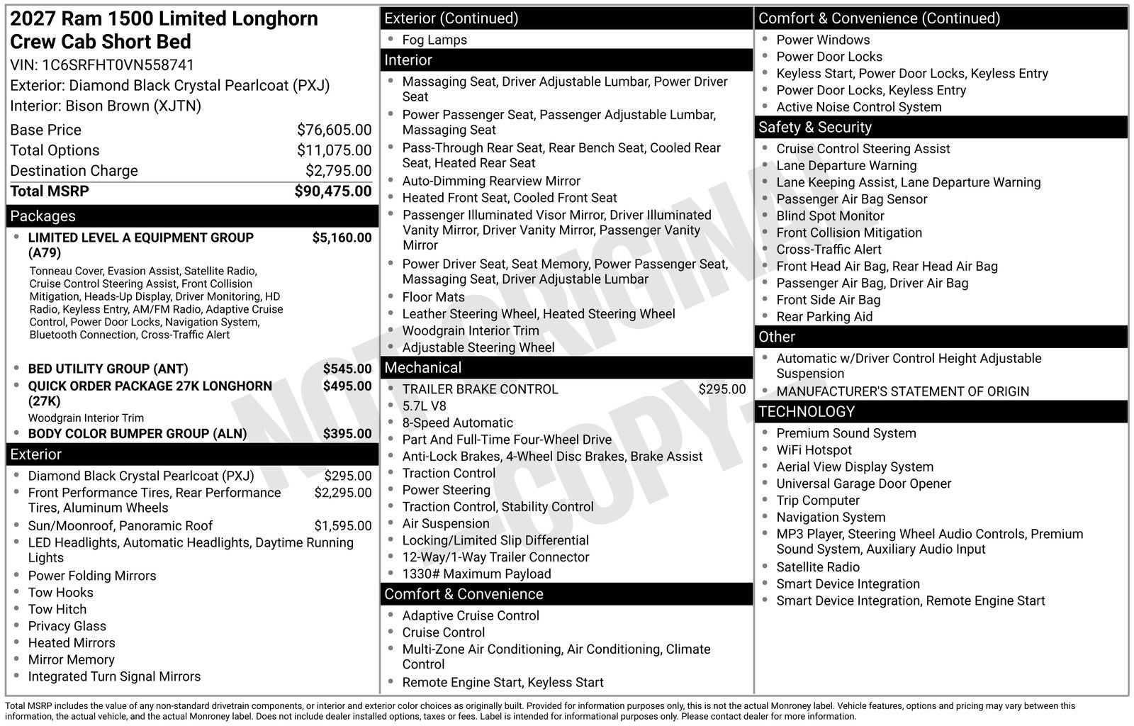 2027 RAM Ram 1500 RAM 1500 LIMITED LONGHORN CREW CAB 4X4 5'7' BOX