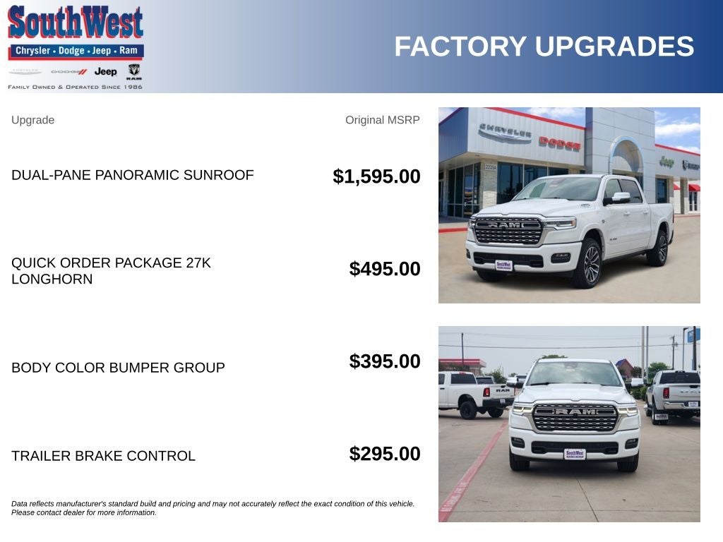 2027 RAM Ram 1500 RAM 1500 LIMITED LONGHORN CREW CAB 4X4 5'7' BOX