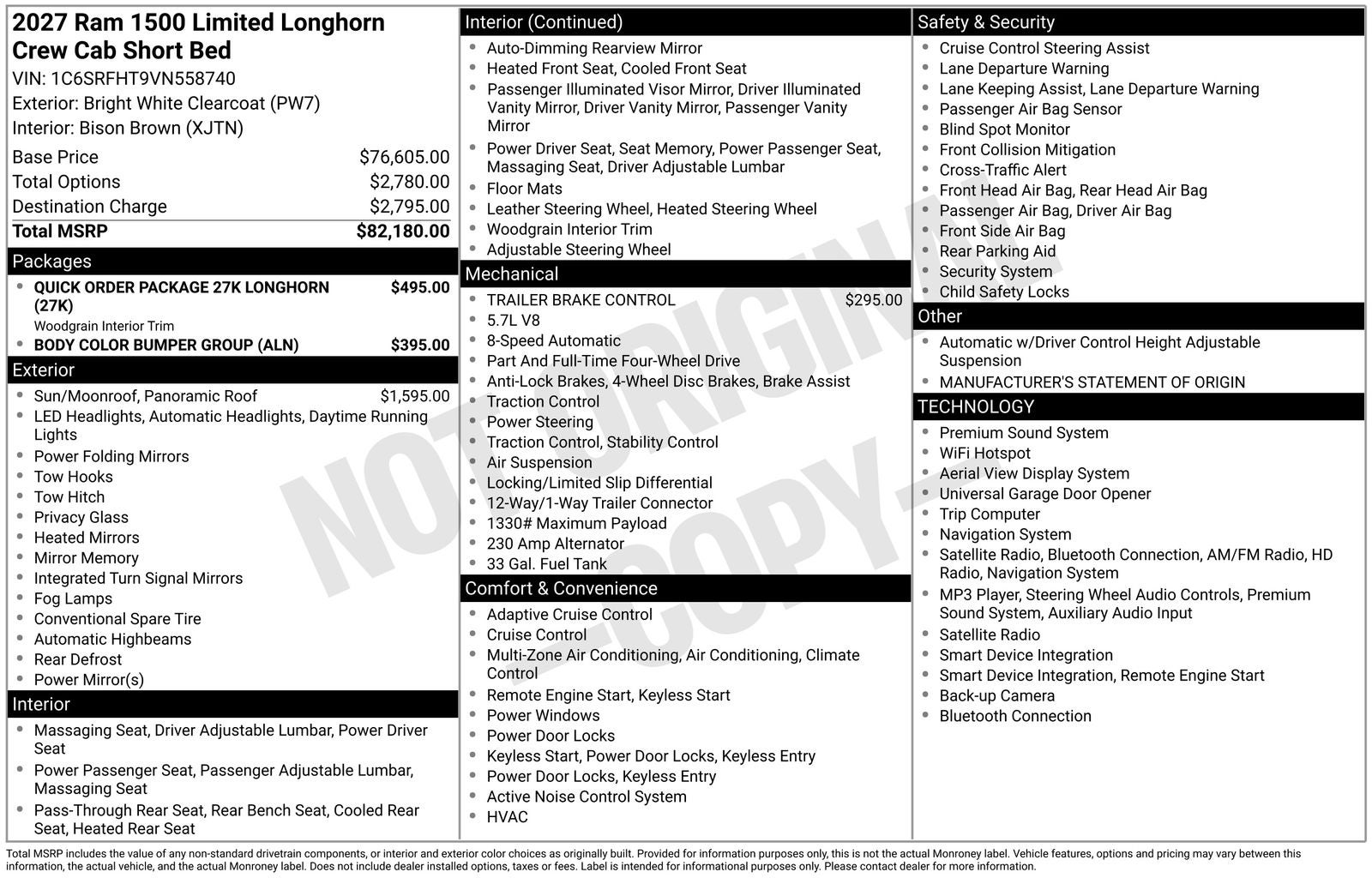 2027 RAM Ram 1500 RAM 1500 LIMITED LONGHORN CREW CAB 4X4 5'7' BOX