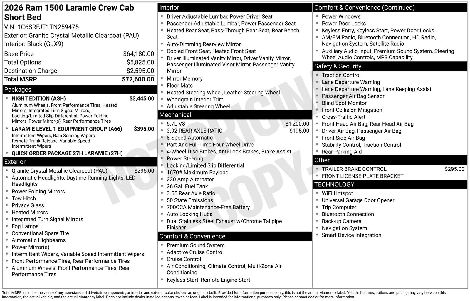 2026 RAM Ram 1500 RAM 1500 LARAMIE CREW CAB 4X4 5'7' BOX