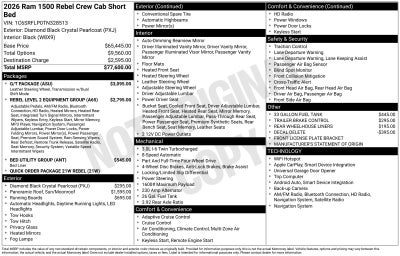 2026 RAM Ram 1500 RAM 1500 REBEL CREW CAB 4X4 5'7' BOX
