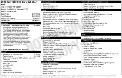 2026 RAM Ram 1500 RAM 1500 RHO CREW CAB 4X4 5'7' BOX