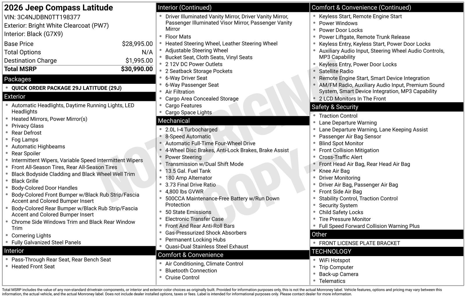 2026 Jeep Compass COMPASS LATITUDE ALTITUDE 4X4