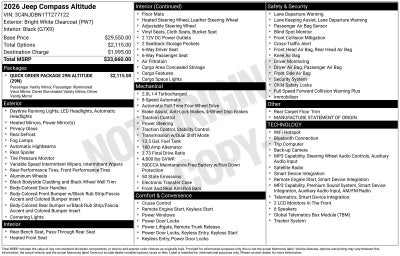 2026 Jeep Compass COMPASS LATITUDE ALTITUDE 4X4