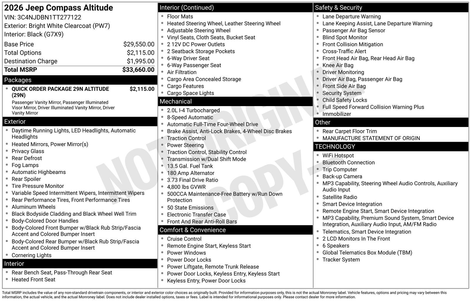 2026 Jeep Compass COMPASS LATITUDE ALTITUDE 4X4