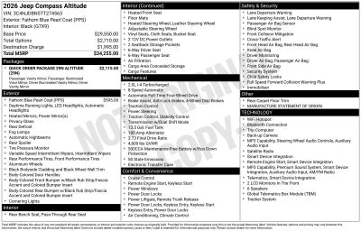 2026 Jeep Compass COMPASS LATITUDE ALTITUDE 4X4