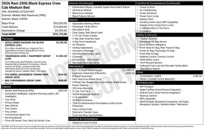 2026 RAM Ram 2500 RAM 2500 BLACK EXPRESS CREW CAB 4X4 6'4' BOX