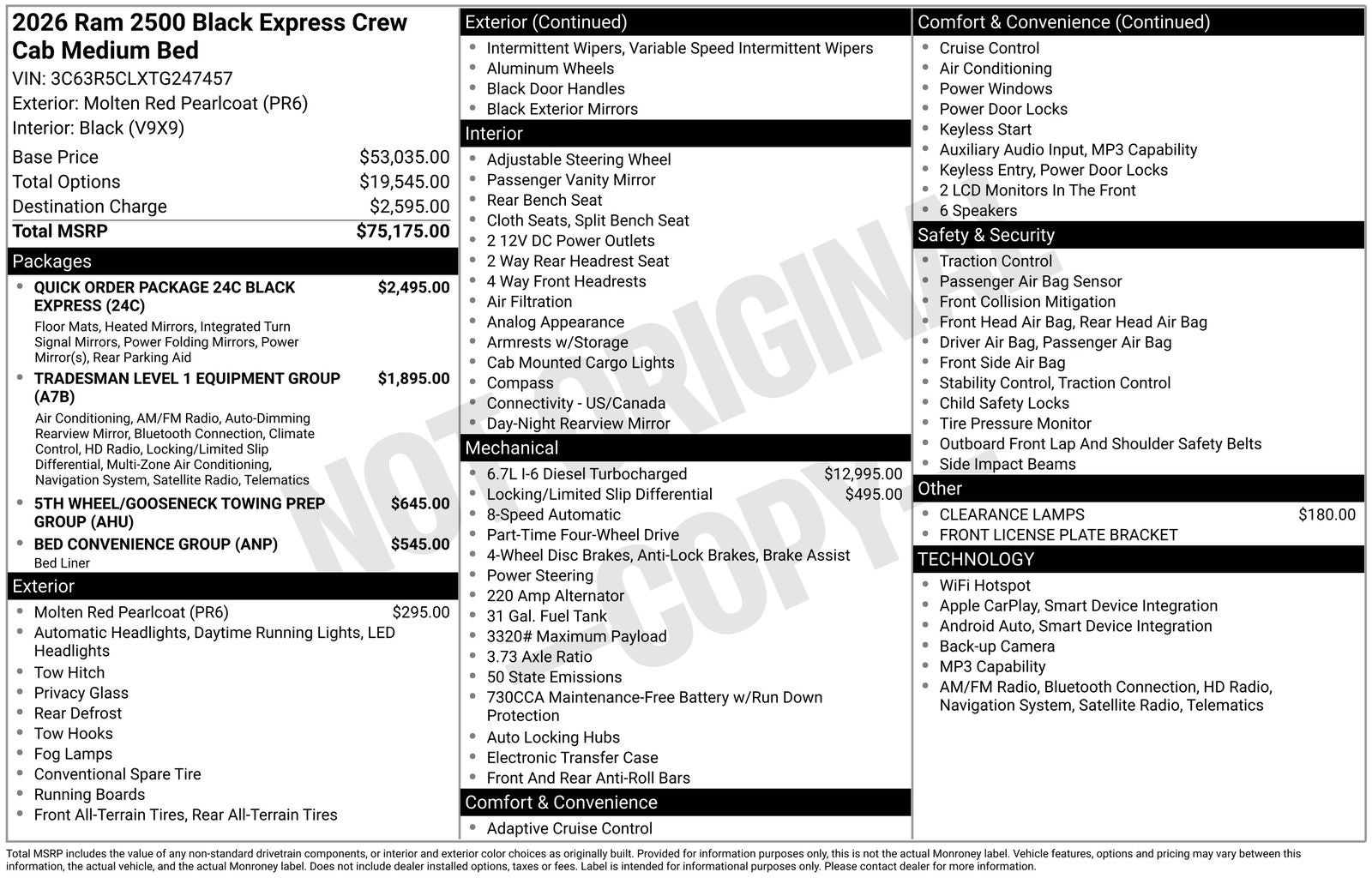 2026 RAM Ram 2500 RAM 2500 BLACK EXPRESS CREW CAB 4X4 6'4' BOX