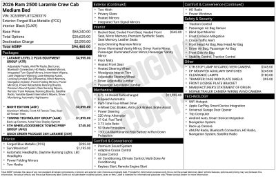 2026 RAM Ram 2500 RAM 2500 LARAMIE CREW CAB 4X4 6'4' BOX