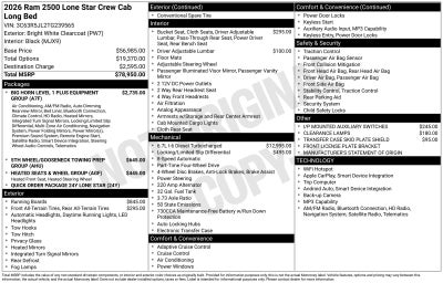 2026 RAM Ram 2500 RAM 2500 LONE STAR CREW CAB 4X4 8' BOX