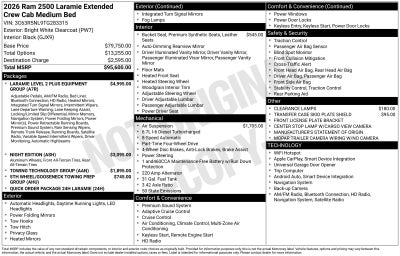 2026 RAM Ram 2500 RAM 2500 LARAMIE MEGA CAB 4X4 6'4' BOX