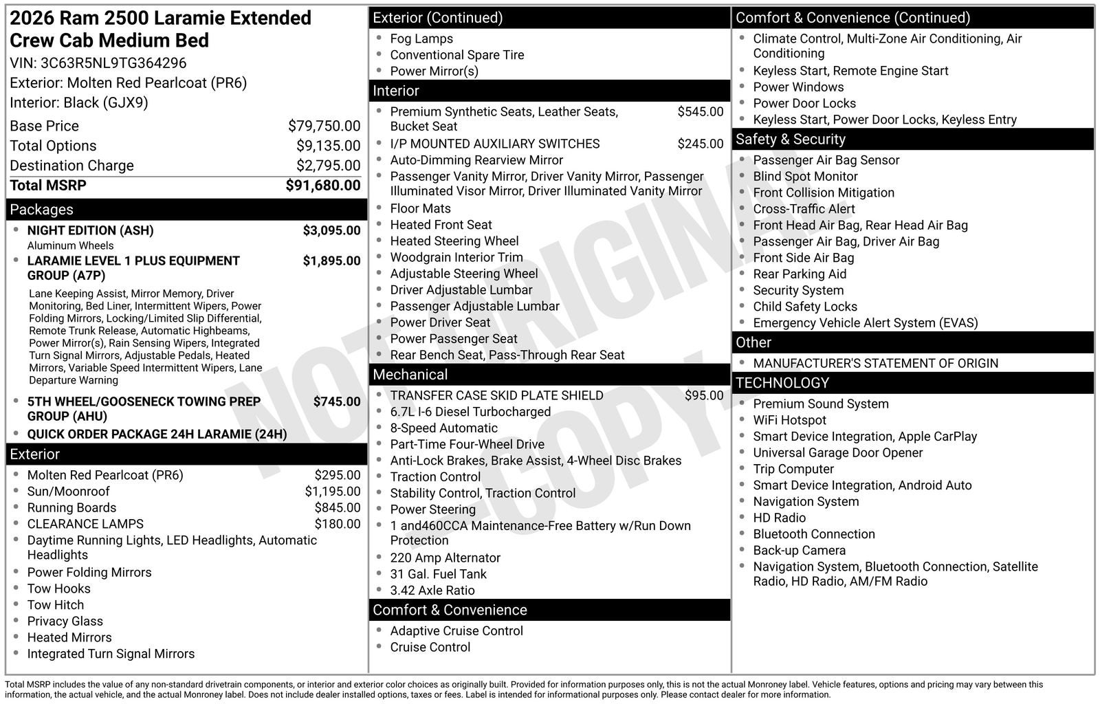 2026 RAM Ram 2500 RAM 2500 LARAMIE MEGA CAB 4X4 6'4' BOX