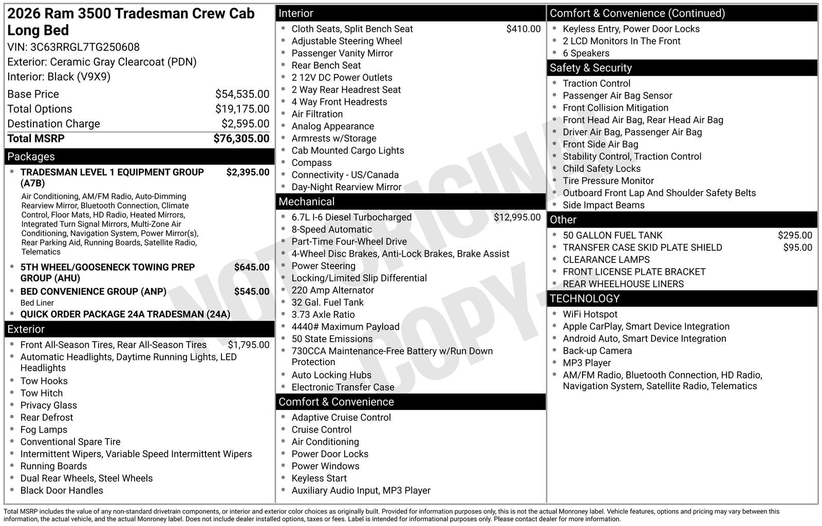 2026 RAM Ram 3500 RAM 3500 TRADESMAN CREW CAB 4X4 8' BOX