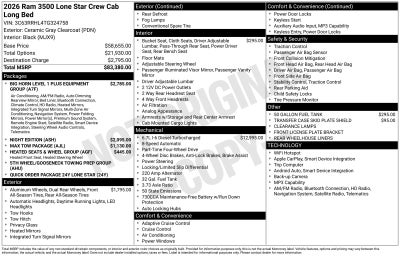 2026 RAM Ram 3500 RAM 3500 LONE STAR CREW CAB 4X4 8' BOX
