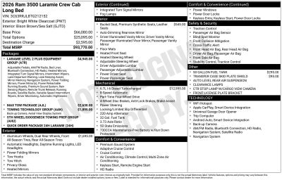2026 RAM Ram 3500 RAM 3500 LARAMIE CREW CAB 4X4 8' BOX
