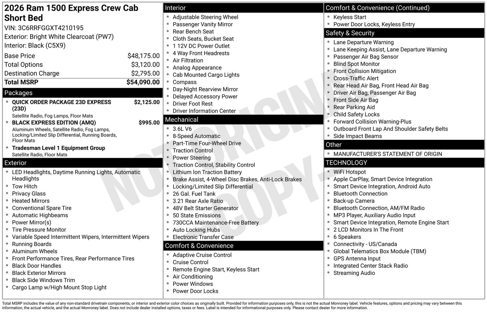 2026 RAM Ram 1500 RAM 1500 EXPRESS CREW CAB 4X4 5'7' BOX