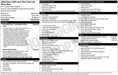 2026 RAM Ram 1500 RAM 1500 LONE STAR CREW CAB 4X4 5'7' BOX