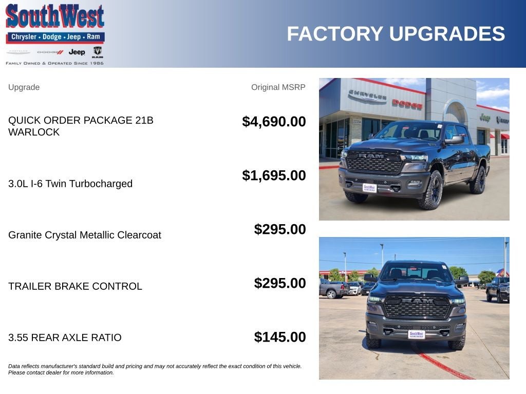 2026 RAM Ram 1500 RAM 1500 WARLOCK CREW CAB 4X4 5'7' BOX