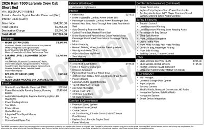 2026 RAM Ram 1500 RAM 1500 LARAMIE CREW CAB 4X4 5'7' BOX