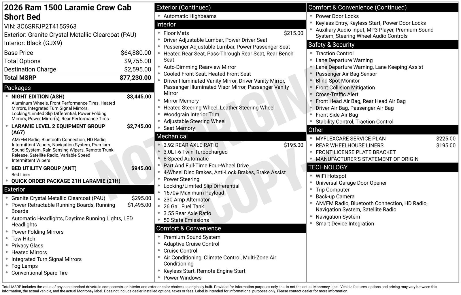 2026 RAM Ram 1500 RAM 1500 LARAMIE CREW CAB 4X4 5'7' BOX
