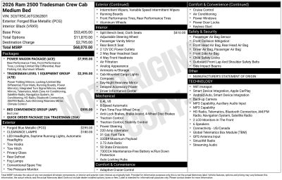 2026 RAM Ram 2500 RAM 2500 TRADESMAN CREW CAB 4X4 6'4' BOX