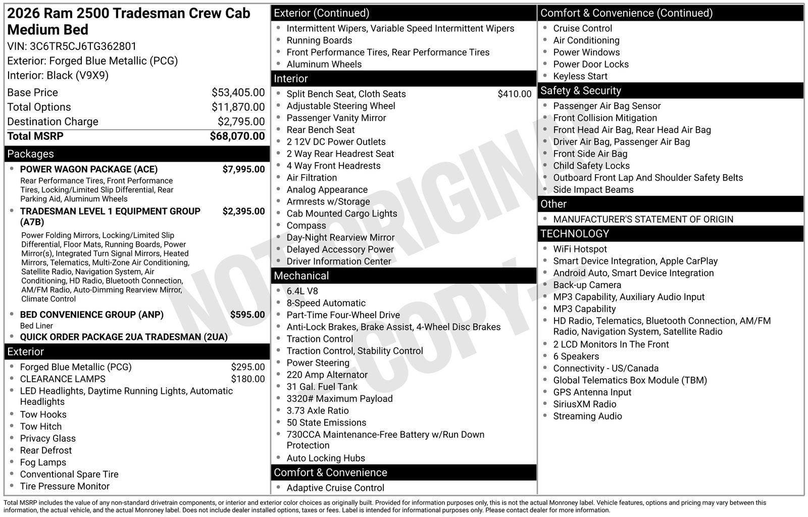 2026 RAM Ram 2500 RAM 2500 TRADESMAN CREW CAB 4X4 6'4' BOX