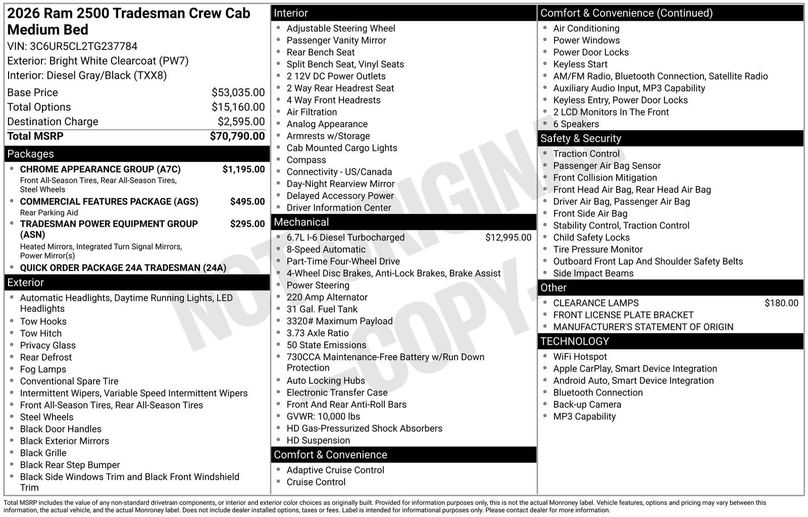 2026 RAM Ram 2500 RAM 2500 TRADESMAN CREW CAB 4X4 6'4' BOX