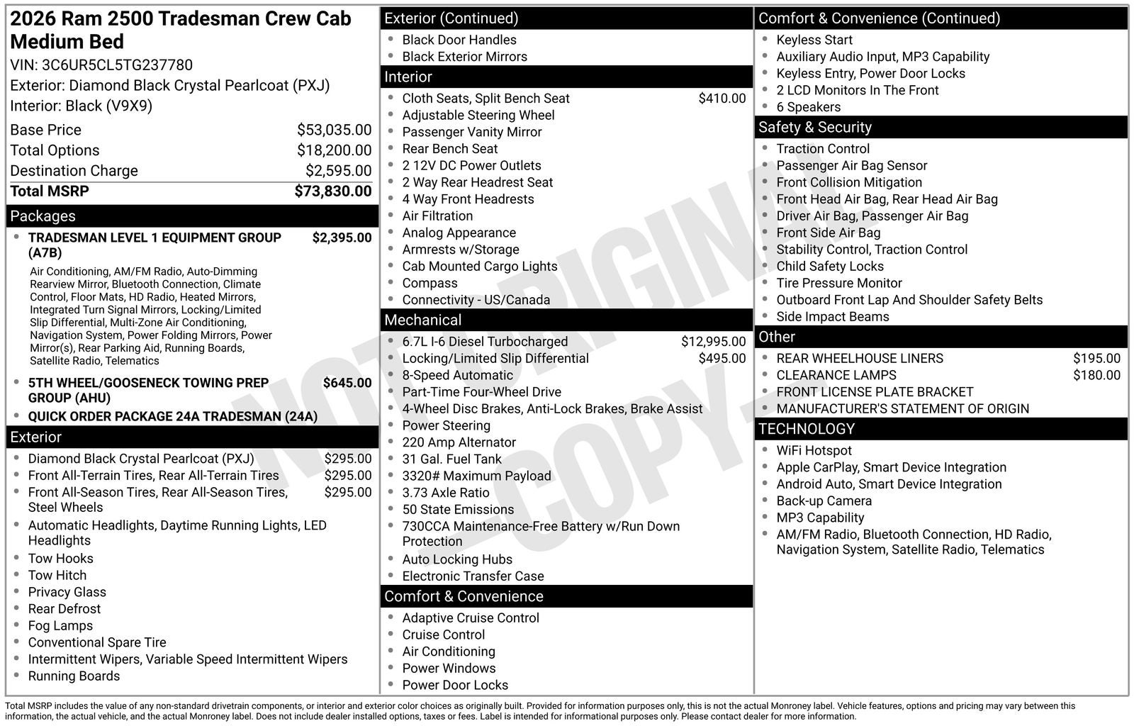 2026 RAM Ram 2500 RAM 2500 TRADESMAN CREW CAB 4X4 6'4' BOX