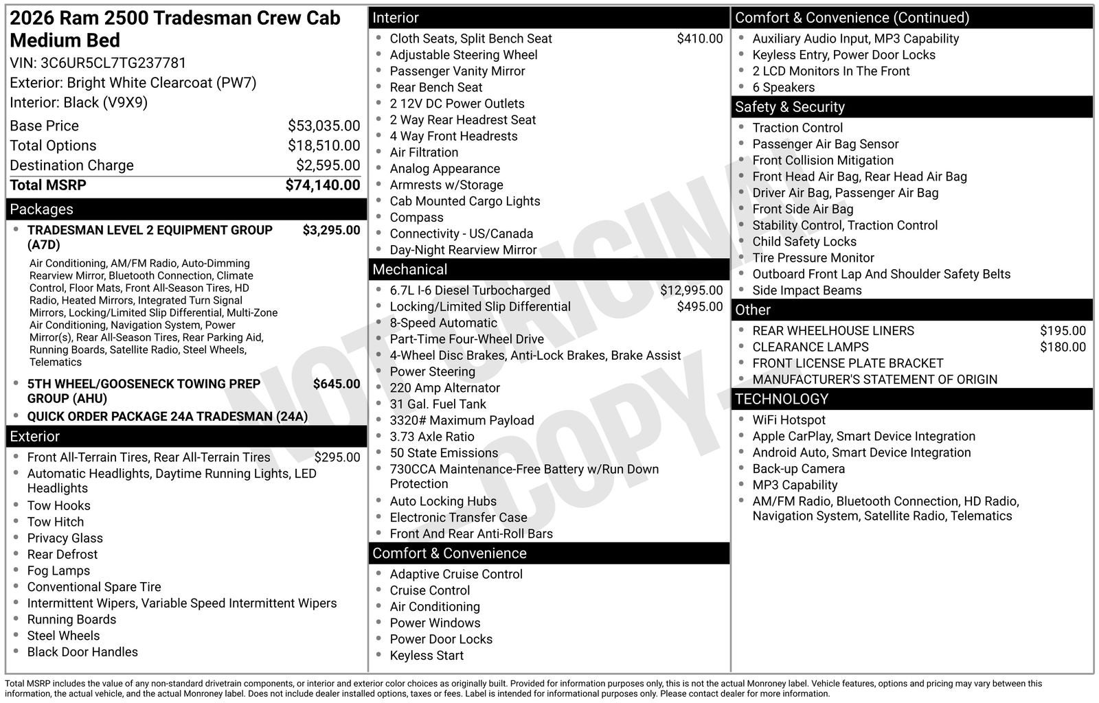 2026 RAM Ram 2500 RAM 2500 TRADESMAN CREW CAB 4X4 6'4' BOX