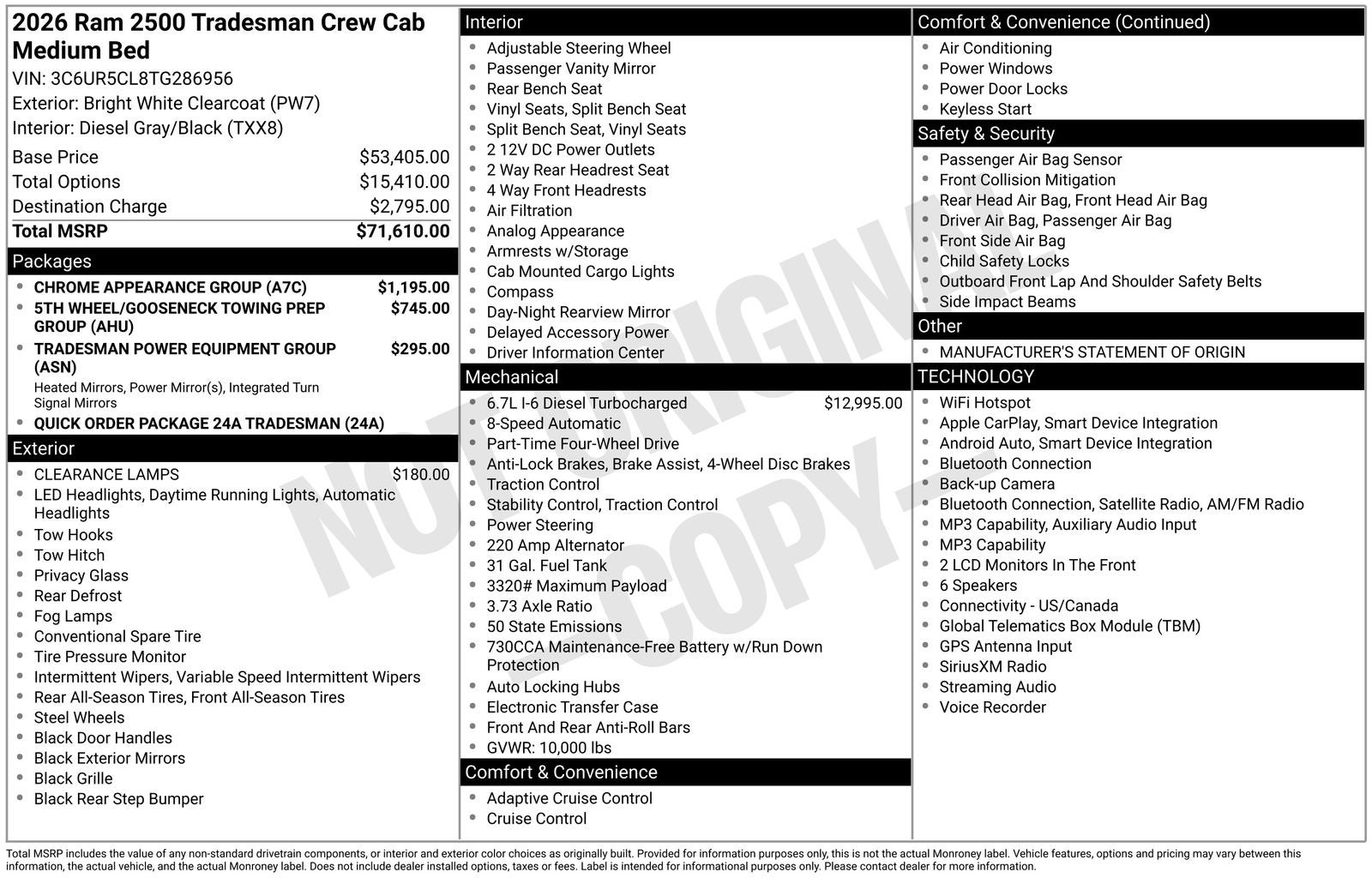 2026 RAM Ram 2500 RAM 2500 TRADESMAN CREW CAB 4X4 6'4' BOX