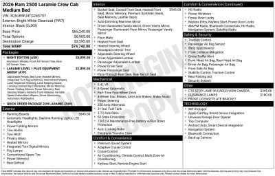 2026 RAM Ram 2500 RAM 2500 LARAMIE CREW CAB 4X4 6'4' BOX