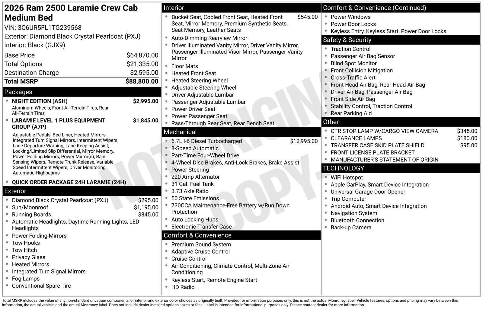 2026 RAM Ram 2500 RAM 2500 LARAMIE CREW CAB 4X4 6'4' BOX