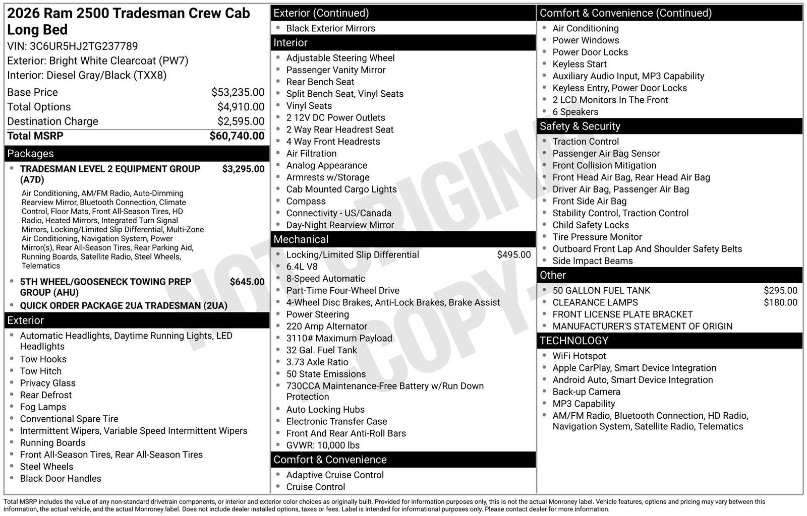2026 RAM Ram 2500 RAM 2500 TRADESMAN CREW CAB 4X4 8' BOX