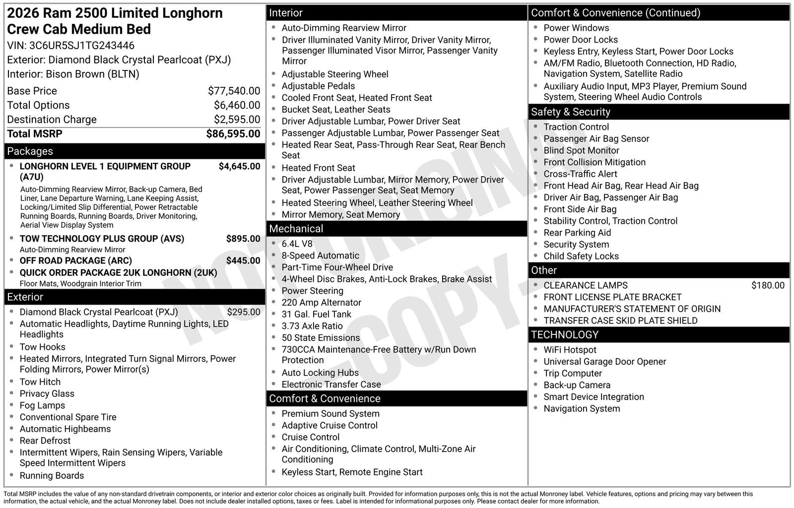 2026 RAM Ram 2500 RAM 2500 LIMITED LONGHORN CREW CAB 4X4 6'4' BOX