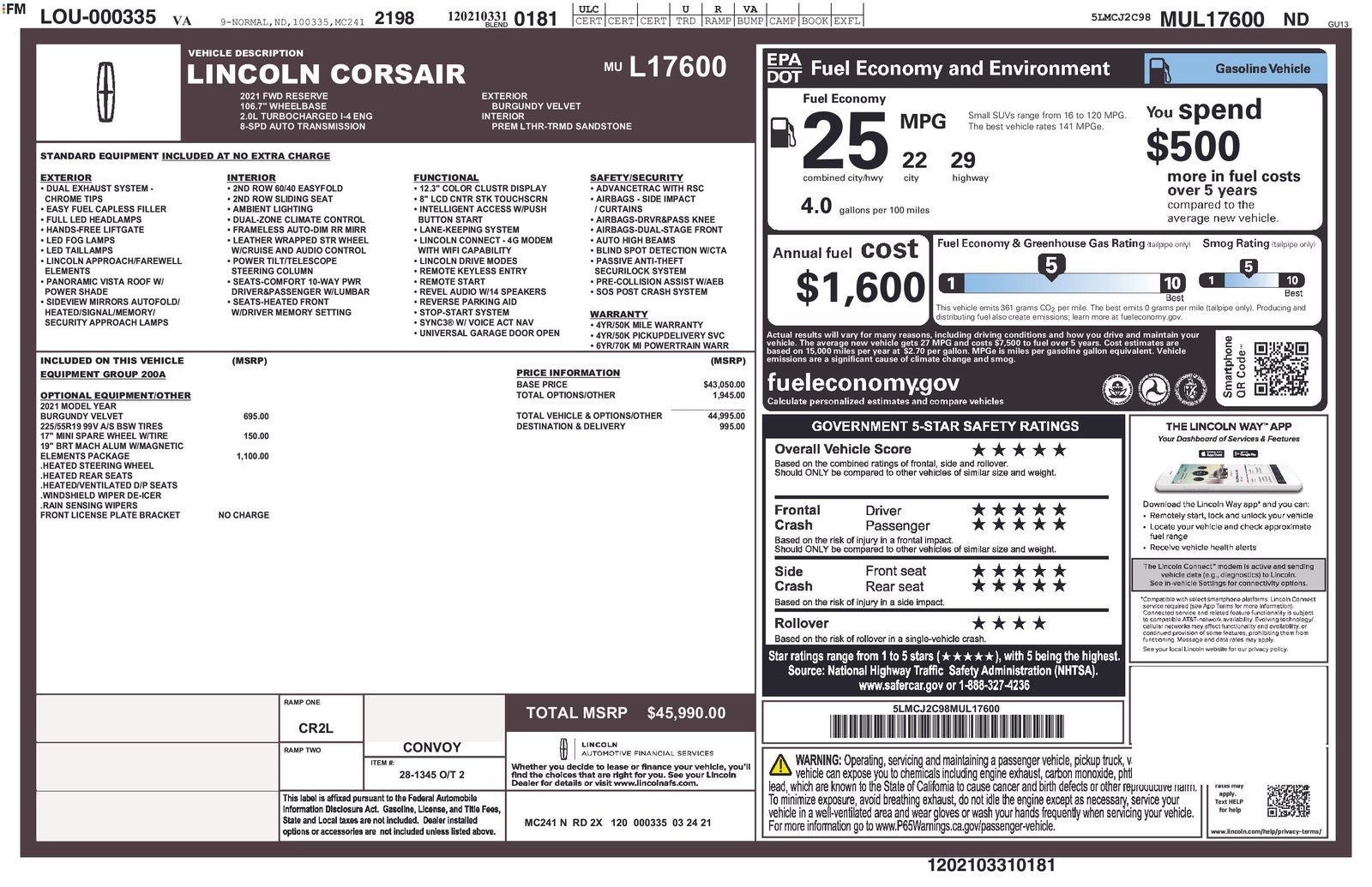 2021 Lincoln Corsair Reserve