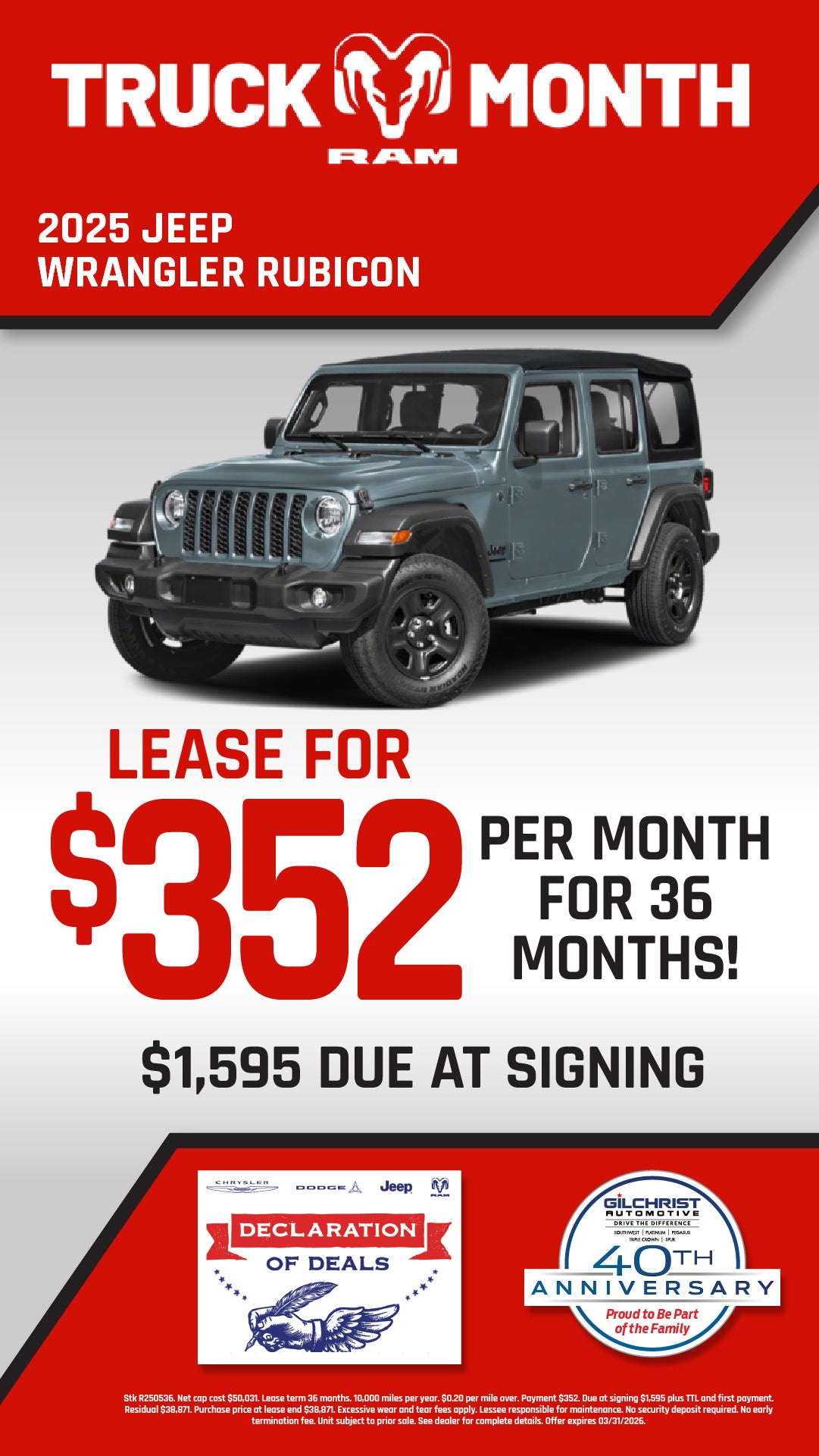 Drive a 2025 Jeep Wrangler for Only $352/mo!